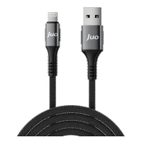 Juo 12W Dijital Led Ekranlı USB-A to Lightning iPhone iPad Örgülü Hızlı Şarj ve Data Kablosu 2 Metre