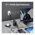 Juo 140W GaN PD 3.1 Masaüstü Hızlı Şarj Cihazı 3 Type-C + 2 USB-A iPhone & MacBook & Laptop Uyumlu Şarj Aleti