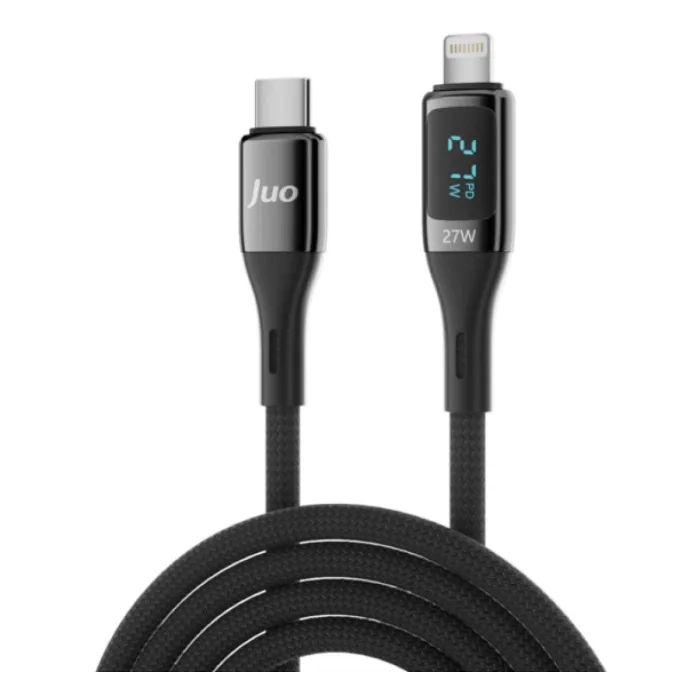 Juo 27W Dijital Led Ekranlı USB Type-C to Lightning iPhone iPad Hızlı Şarj ve Data Kablosu 1 Metre