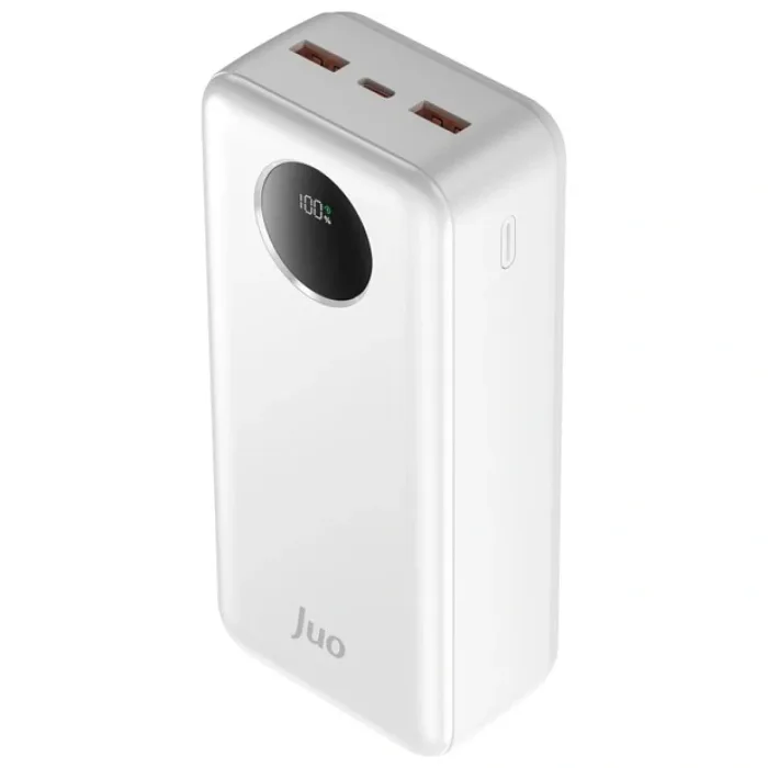Juo 30000mAh 22.5W Dijital Led Ekranlı Taşınabilir Hızlı Şarj Cihazı Powerbank Beyaz
