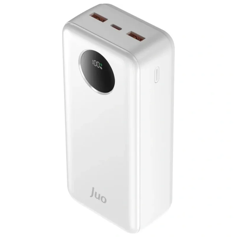 Juo 30000mAh 22.5W Dijital Led Ekranlı Taşınabilir Hızlı Şarj Cihazı Powerbank Beyaz