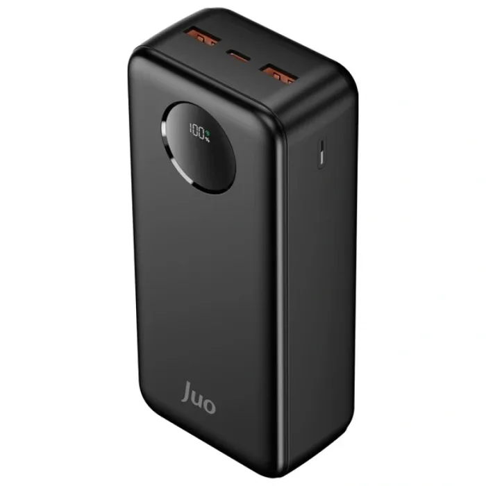 Juo 30000mAh 22.5W Dijital Led Ekranlı Taşınabilir Hızlı Şarj Cihazı Powerbank Siyah