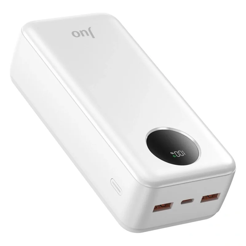 Juo 30000mAh 22.5W Dijital Led Ekranlı Taşınabilir Hızlı Şarj Cihazı Powerbank Beyaz