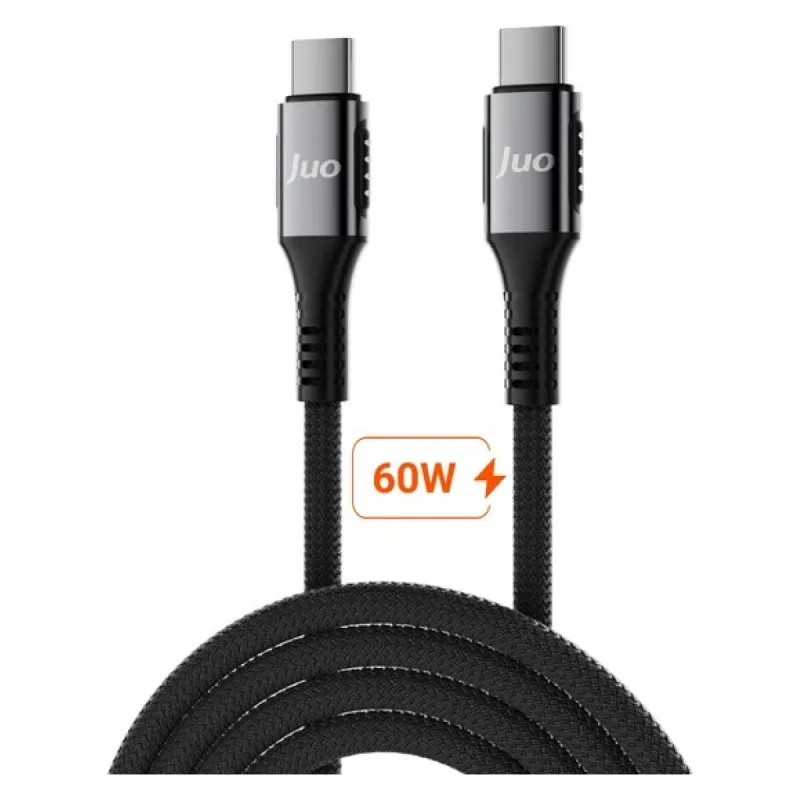 Juo 60W USB Type-C to Type-C Örgülü PD Hızlı Şarj ve Data Kablosu 1 Metre
