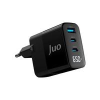 Juo 65W GaN Led Ekranlı Hızlı Şarj Cihazı 2 Type-C + USB-A iPhone & iPad & Notebook Uyumlu Şarj Aleti