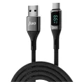 Juo 66W Dijital Led Ekranlı Örgülü USB-A to USB Type-C Hızlı Şarj ve Data Kablosu 2 Metre