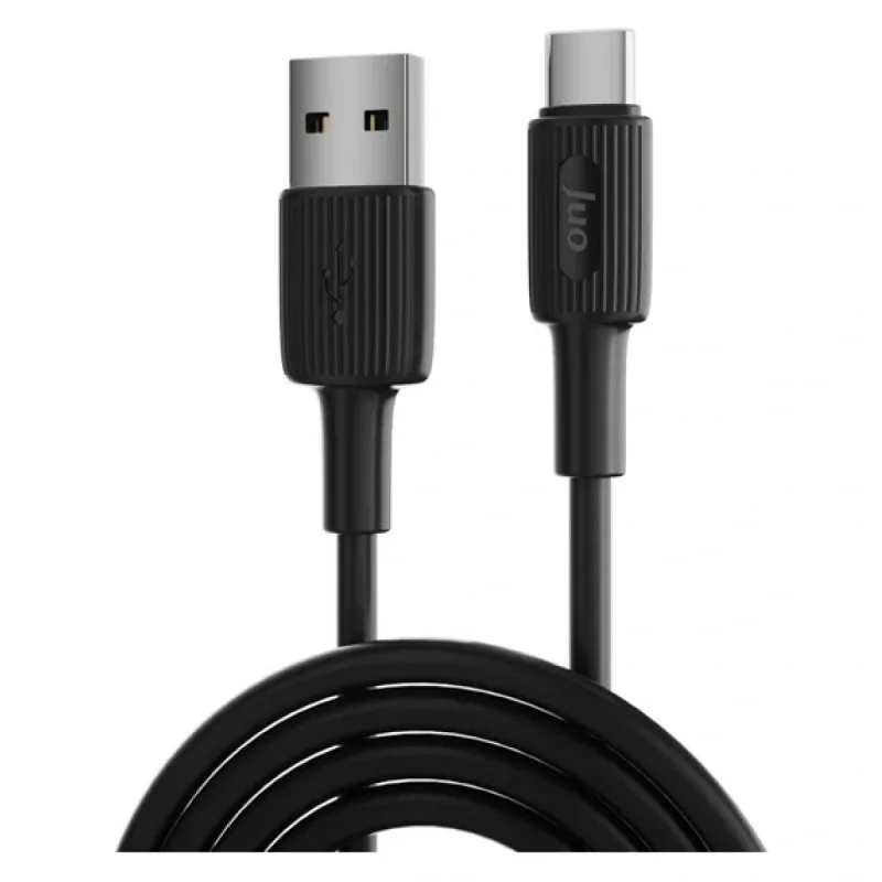 Juo 66W USB-A to USB Type-C Silikon Hızlı Şarj ve Data Kablosu 1 Metre Siyah
