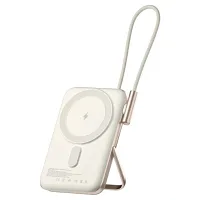 Juo Magsafe Powerbank 10000mAh Standlı 20W Dahili Type-C Kablolu Taşınabilir Hızlı Şarj Cihazı Beyaz