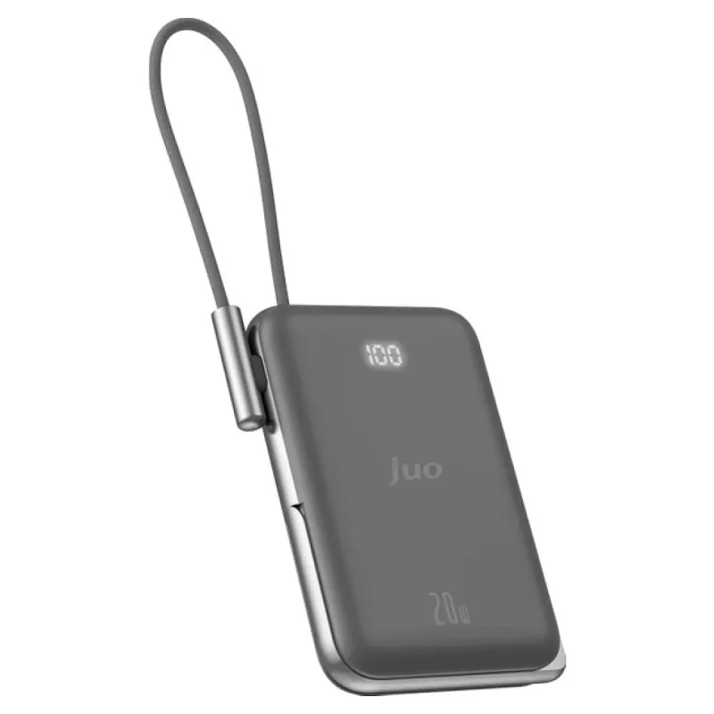 Juo Magsafe Powerbank 10000mAh Standlı 20W Dahili Type-C Kablolu Taşınabilir Hızlı Şarj Cihazı Siyah