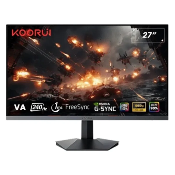 Koorui 27" GN02 Gaming 240Hz Monitör Siyah 1ms  1920x1080, 240Hz, DP, HDMI, AdaptiveSync