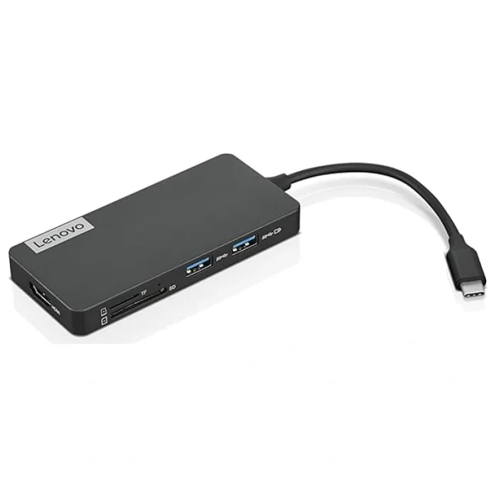 Lenovo USB-C 7'si 1 Arada Hub - Bilgisayar Ağı Dizüstü Bilgisayar Aksesuarı - Dizüstü Bilgisayar Bağlantı İstasyonu - HDMI üzerinden 4K, 3 USB-A cihazı, 2 SD/TF Kart Okuyucular USB-C Güç Geçişi