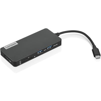 Lenovo USB-C 7'si 1 Arada Hub - Bilgisayar Ağı Dizüstü Bilgisayar Aksesuarı - Dizüstü Bilgisayar Bağlantı İstasyonu - HDMI üzerinden 4K, 3 USB-A cihazı, 2 SD/TF Kart Okuyucular USB-C Güç Geçişi