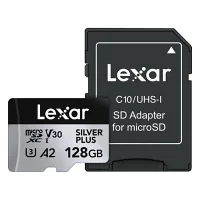 Lexar Professional Silver Plus LMSSIPL128G Class 10 UHS-I U3 A2 V30 128 GB Micro SD Kart