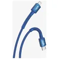 LINKTECH K599 SAFE 30W PD ÖRGÜLÜ METAL BAŞLI TYPE-C LİGHTNİNG ŞARJ KABLOSU MAVİ
