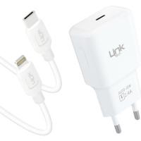 LİNKTECH T447E STRONG ECO 12W TYPE-C ŞARJ ALETİ VE TYPE-C TO LİGHTNİNG KABLO SET