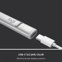 LOGİTECH CRAYON USB-C İPAD UYUMLU DİJİTAL KALEM - AÇIK GRİ