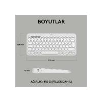 LOGITECH Pebble Keys 2 K380s Multi-Device Bluetooth Klavye Beyaz (Türkçe Tuş Dizimi)