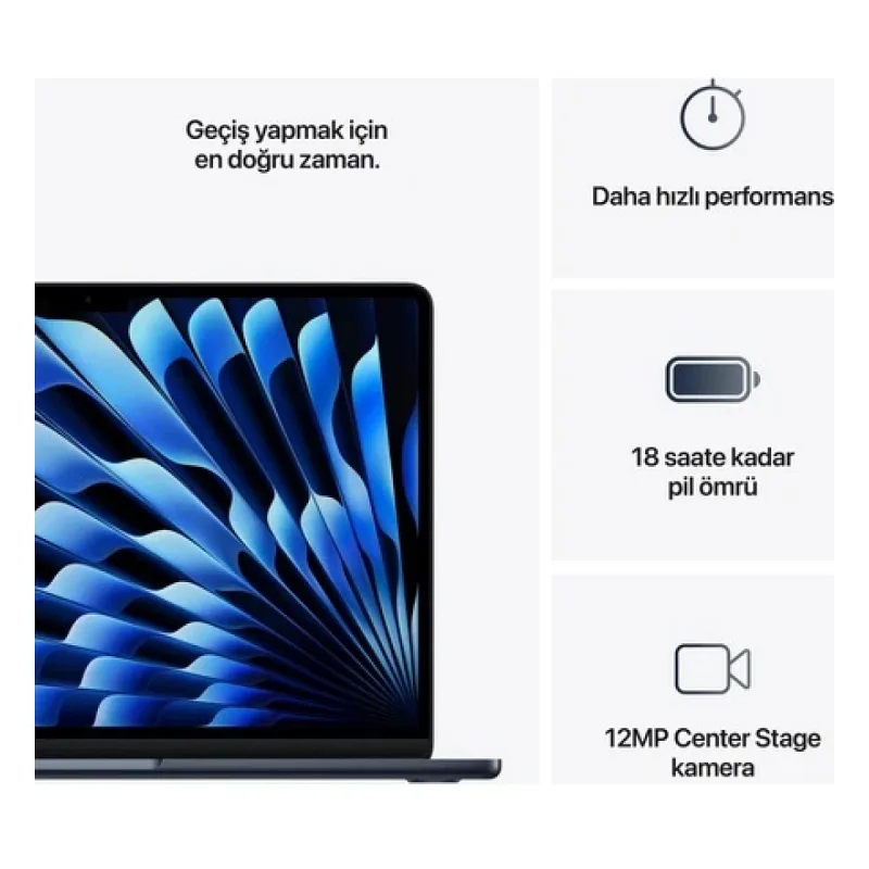 MacBook Air M4 16 GB 256 GB SSD 13.6" MW123TU/A Gece Yarısı
