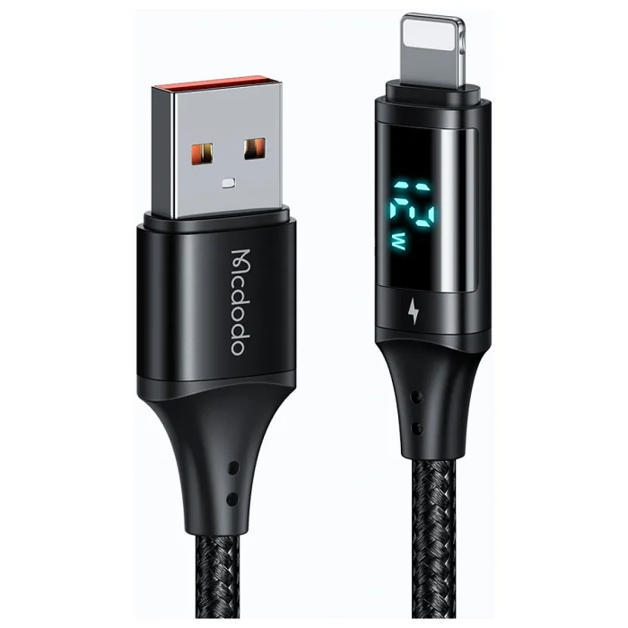 MCDODO DİJİTAL IPHONE HIZLI DATA ŞARJ KABLO 3A 1.2M SİYAH CA-1060