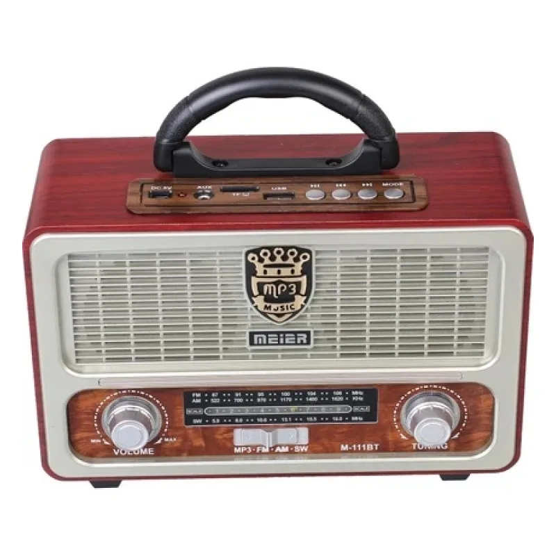 Meier M-111BT USB SD Destekli Kumandalı Şarjlı Bluetooth Nostaljik Radyo