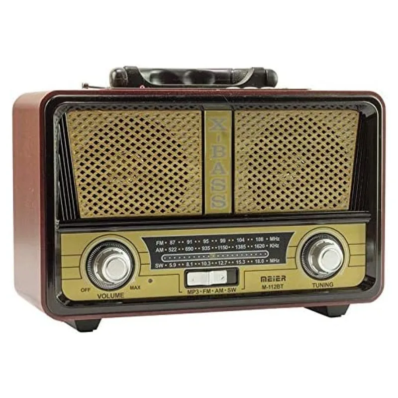 Meier M-112BT Şarjlı USB SD MP3 Destekli Bluetooth Nostaljik Radyo