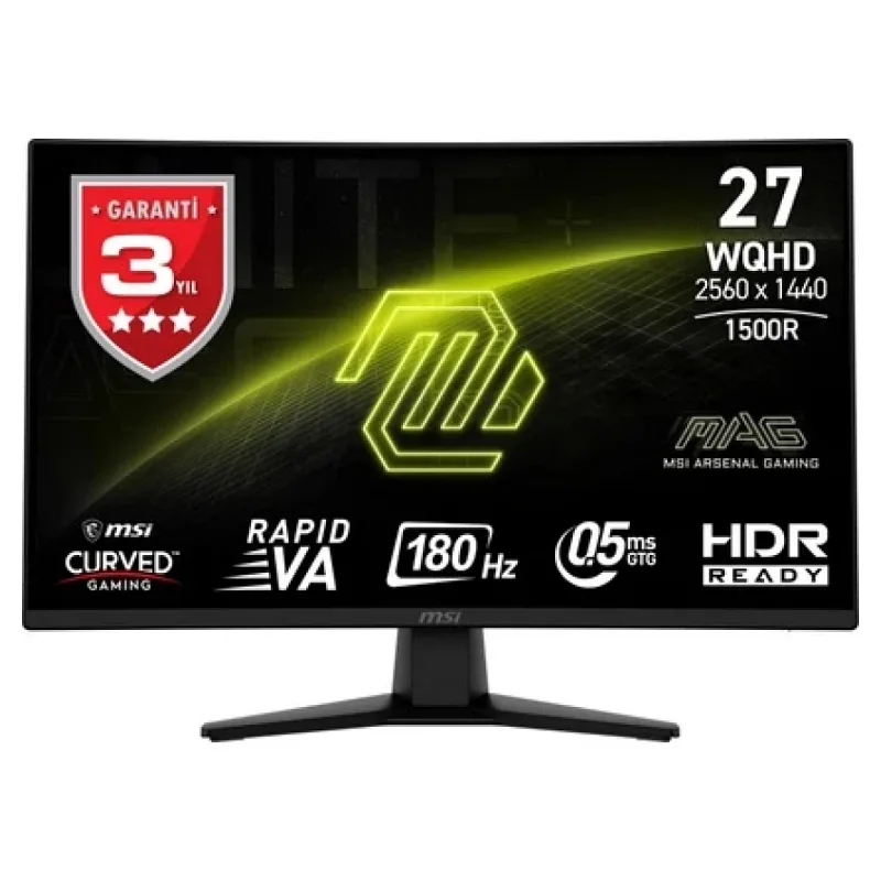 MSI MAG 274CQF 27" 0.5 ms 2K Curved 180 Hz Oyuncu Monitörü