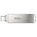 NETAC USB FLASH SÜRÜCÜ U782C, 128 GB, USB 3.0 VE USB TYPE-C, OTG, GÜMÜŞ FLASH BELLEK