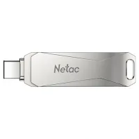 NETAC USB FLASH SÜRÜCÜ U782C, 128 GB, USB 3.0 VE USB TYPE-C, OTG, GÜMÜŞ FLASH BELLEK