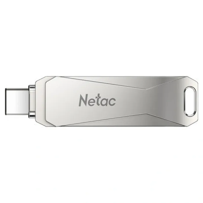 NETAC USB FLASH SÜRÜCÜ U782C, 128 GB, USB 3.0 VE USB TYPE-C, OTG, GÜMÜŞ FLASH BELLEK