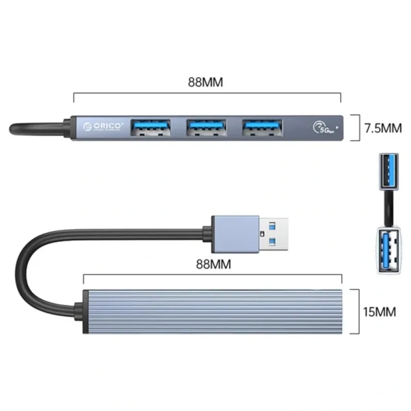 Orico USB-A to USB 3.0 Alüminyum Alaşım 4 Portlu Çoklayıcı HUB