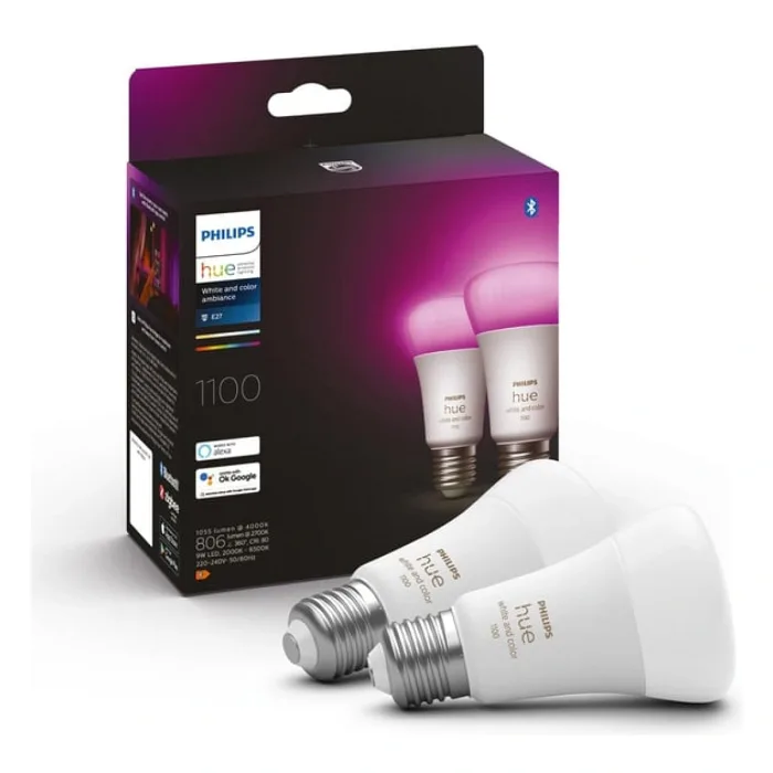 PHİLİPS HUE 9-75W RENKLİ AKILLI AMPUL 2Lİ EKOPAKET E27 BLUETOOTH ÖZELLİKLİ