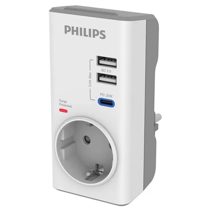 Philips CHP7010W 1140 Joule Tekli Beyaz Akım Korumalı Priz