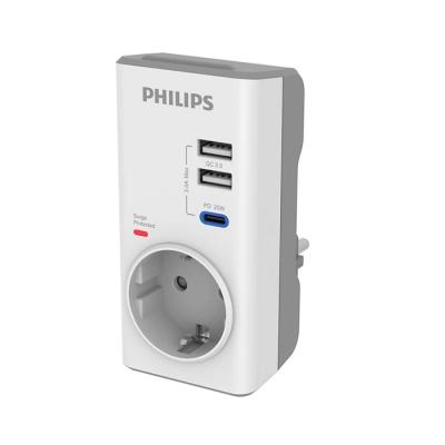 Philips PD20WQC Hızlı Şarj 1 x USB-C 2 X USB-A Tekli Akım Korumalı Priz*40