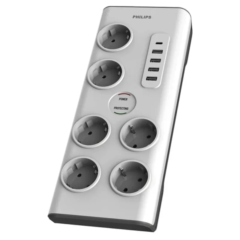 PHİLİPS SPN7060WA/62 5 USB GİRİŞLİ 6'LI 2 M ANAHTARLI AKIM KORUMALI PRİZ