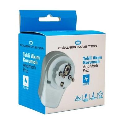 POWERMASTER 16816 TEKLİ AKIM KORUMALI PRİZ BEYAZ (10A-2510W)