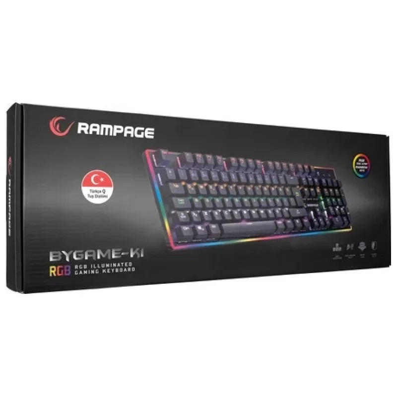 RAMPAGE BYGAME-K1 RGB LED FRAME RAİNBOW MEKANİK RED SWITCH GAMİNG OYUNCU KLAVYESİ