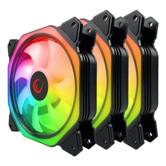 RAMPAGE COOLWIND F1 38CFM 1200RPM 3*12CM ARGB FAN KONTROLCÜ HUB+KUMANDALI 6PİN SİYAH KASA FAN KİTİ