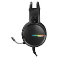 RAMPAGE RM-K3 CASHE PLUS USB 7.1 RAİNBOW LEDLİ ESNEK SAĞLAM SİYAH GAMİNG OYUNCU MİKROFONLU KULAKLIK
