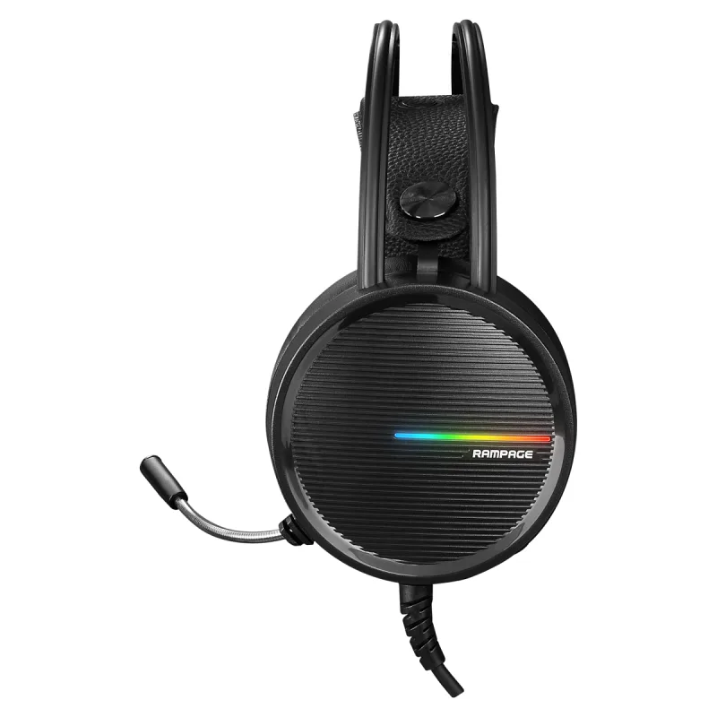RAMPAGE RM-K3 CASHE PLUS USB 7.1 RAİNBOW LEDLİ ESNEK SAĞLAM SİYAH GAMİNG OYUNCU MİKROFONLU KULAKLIK