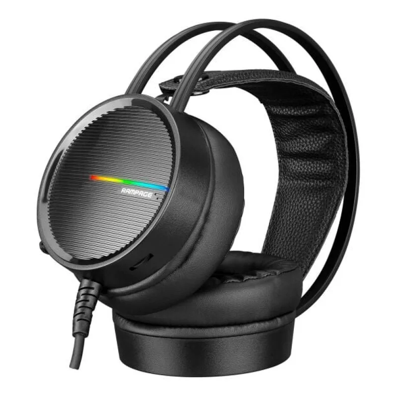 RAMPAGE RM-K3 CASHE PLUS USB 7.1 RAİNBOW LEDLİ ESNEK SAĞLAM SİYAH GAMİNG OYUNCU MİKROFONLU KULAKLIK