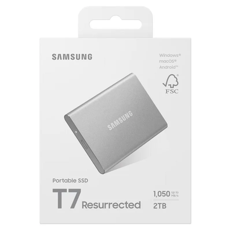 Samsung 2TB T7 Gen2 Resurrected USB 3.2 Silver (Okuma 1050MB / Yazma 1000MB) Harici SSD