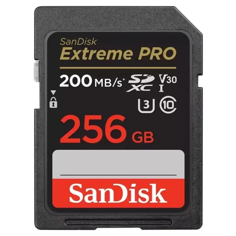 SANDISK EXTREME PRO 256GB 200/140MB/S SDXC V30 UHS-I U3 HAFIZA KARTI SDSDXXD-256G-GN4IN