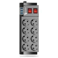 TERMAL AKIM KORUMALI ISIYA KARŞI DAYANIKLI 8'Lİ PRİZ KABLO UZUNLUĞU 2MT 3XUSB
