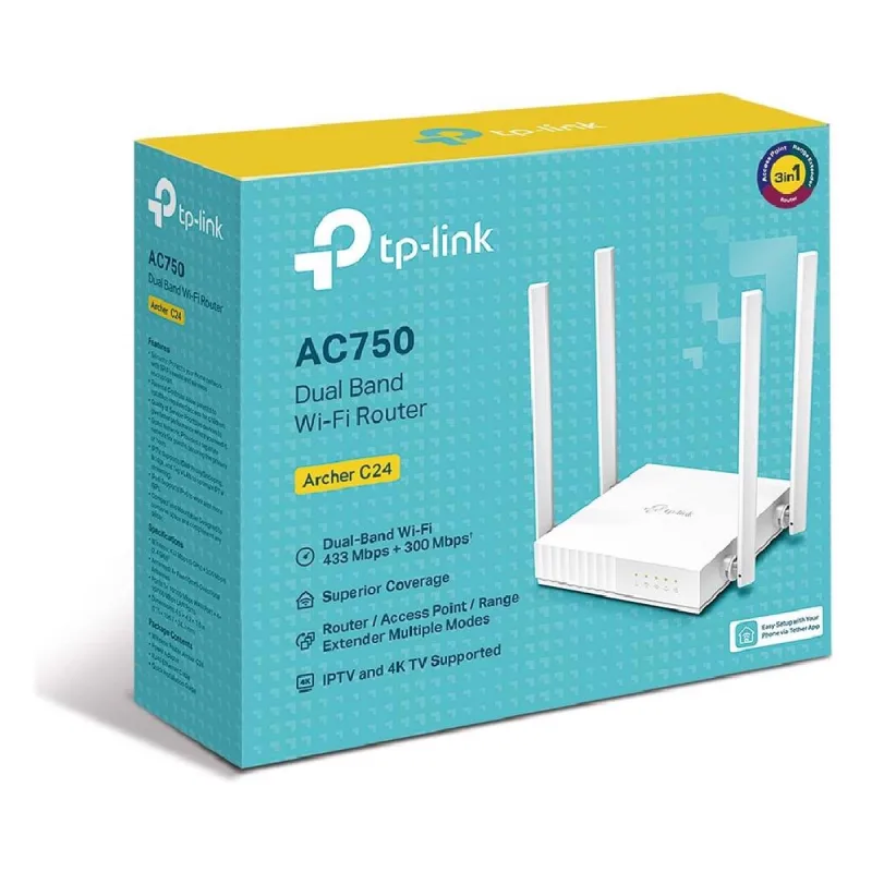 TP-LINK ARCHER C24 AC750 KABLOSUZ DUAL BAND ROUTER