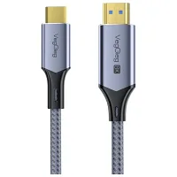 Veggieg USB-C to HDMI Kablo 8K@60Hz 4K@240Hz 48Gbps HDR 3D Destekli Örgülü Görüntü Aktarım Kablosu 2 Metre