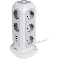 VERBATİM EU SOKET KULESİ 15'İ 1 ARADA, 11 SOKETLİ ÇOKLU SOKET, 2 USB-C VE 2 USB-A BAĞLANTI NOKTASI, ANAHTARLI ÇOKLU SOKET VE 2 M UZATMA KABLOSU, MAKSİMUM 3600 W