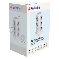 VERBATİM EU SOKET KULESİ 15'İ 1 ARADA, 11 SOKETLİ ÇOKLU SOKET, 2 USB-C VE 2 USB-A BAĞLANTI NOKTASI, ANAHTARLI ÇOKLU SOKET VE 2 M UZATMA KABLOSU, MAKSİMUM 3600 W