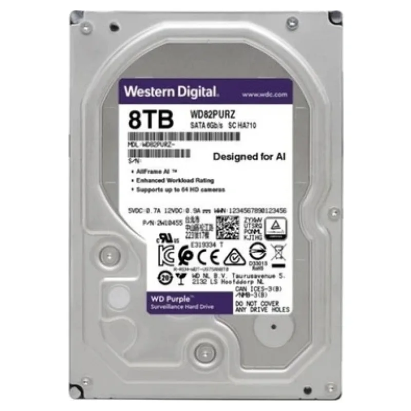 Western Digital Purple WD82PURZ SATA 3.0 7200 RPM 3.5" 8 TB Harddisk