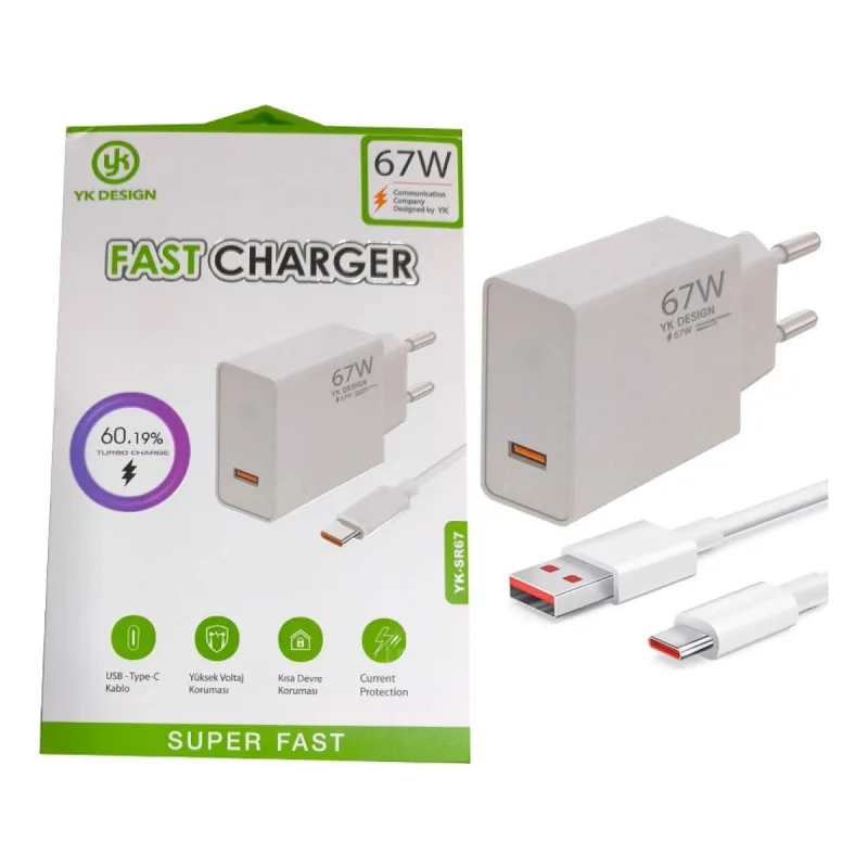 Yk Design 67 W Type-C Hızlı Şarj Başlık Set