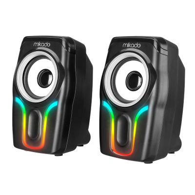 MİKADO MD-S25 BOLD 2.0 MULTİMEDİA 3W*2 SİYAH 6 RENK MODU İLE USB RGB IŞIKLI SPEAKER HOPARLÖR